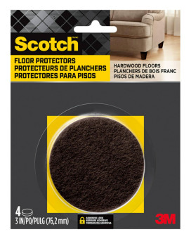 Scotch Felt Pads Felt Furniture Pads For Protecting Hardwood Floors Round 3In Diameter Brown 4 Pads