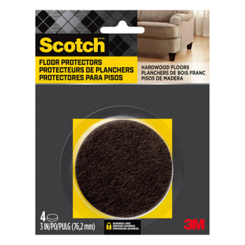 Scotch Felt Pads Felt Furniture Pads For Protecting Hardwood Floors Round 3In Diameter Brown 4 Pads