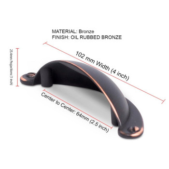 Birdrock Home Decorative Handle Pull Oil Rubbed Bronze 25 Pack 25 Inch Kitchen Cupboard Furniture Cabinet Hardware Drawer