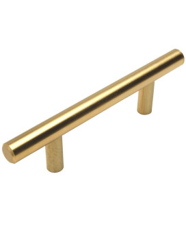 10 Pack Cosmas 30535Bb Brushed Brass Cabinet Hardware Euro Style Bar Handle Pull 312 Inch 89Mm Hole Centers 578