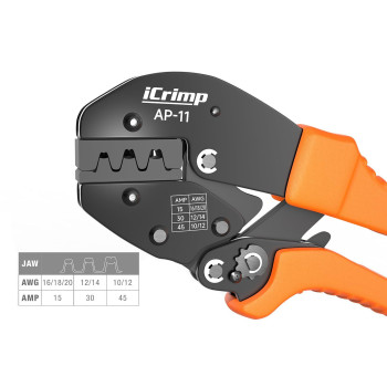 Icrimp Wire Crimping Tool For 15 30 And 45 Amp Contacts Dc Power Connector Modular Power Connector Kit