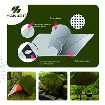 Hanjet Waterproof Heavy Duty Tarp 15 X 20 5 Mil Thick Pe Tarp Army Green Camping Outdoor Garden Wooden Cover Tarpaulin Tearresis