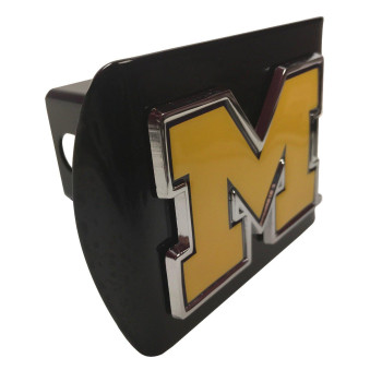 University Of Michigan Domed Yellow Metal M On Black Metal Hitch Cover