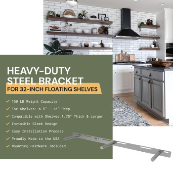 Floating Shelf Bracket 32 Hidden Shelf Brackets 150 Lb Weight Capacity Supports Wall Mounted Floating Shelves Of Any Leng