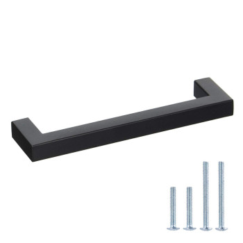 Goldenwarm 10 Pack 5 Inch Black Cabinet Handles Matte Black Drawer Pulls Stainless Steel Cabinet Hardware Square Bar Modern Cabi