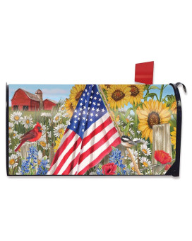 Briarwood Lane America The Beautiful Summer Mailbox Cover Floral Patriotic Standard