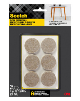 Scotch Felt Pads Felt Furniture Pads For Protecting Hardwood Floors Round 15 In Diameter Beige 24 Pads