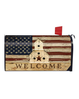 Briarwood Lane Americana Welcome Primitive Mailbox Cover Patriotic Birdhouse