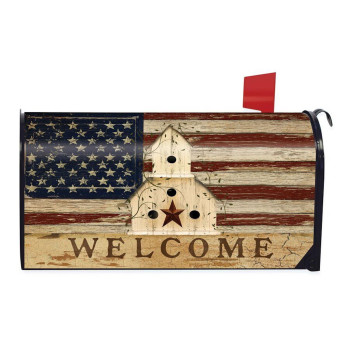 Briarwood Lane Americana Welcome Primitive Mailbox Cover Patriotic Birdhouse