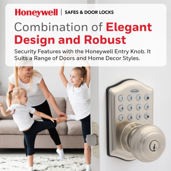 Honeywell Safes Door Locks Keyless Entry Smart Electronic Door Knob Lock With Digital Keypad Auto Lock 50 Different User