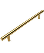 10 Pack Cosmas 305224Bb Brushed Brass Cabinet Hardware Euro Style Bar Handle Pull 878 Inch 224Mm Hole Centers 1131