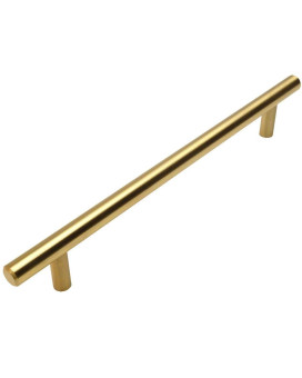 10 Pack Cosmas 305224Bb Brushed Brass Cabinet Hardware Euro Style Bar Handle Pull 878 Inch 224Mm Hole Centers 1131