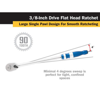 Titan 12161 38Inch Drive X 12Inch 90Tooth Flat Head Ratchet