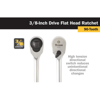 Titan 12161 38Inch Drive X 12Inch 90Tooth Flat Head Ratchet