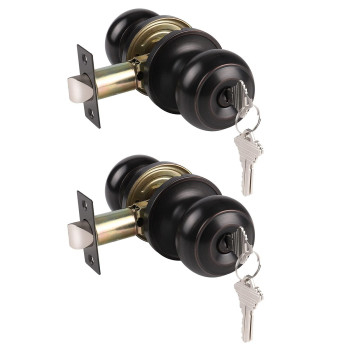 Gobrico 2 Keyed Alike Entry Door Lock Knob Handle Lockset With Same Key Oil Rubbed Bronze Finished