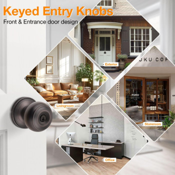 Gobrico 2 Keyed Alike Entry Door Lock Knob Handle Lockset With Same Key Oil Rubbed Bronze Finished