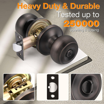 Gobrico 2 Keyed Alike Entry Door Lock Knob Handle Lockset With Same Key Oil Rubbed Bronze Finished