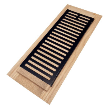 Homewell White Oak Wood Floor Register Drop In Vent With Damper 4X12 Inch Unfinished