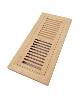 Homewell Red Oak Wood Floor Register Vent Flush Mount With Frame 4X12 Inch Unfinished