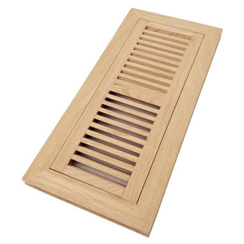 Homewell Red Oak Wood Floor Register Vent Flush Mount With Frame 4X12 Inch Unfinished