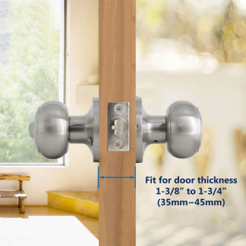 Gobrico 6 Keyed Alike Round Ball Entrance Door Lock Knob Handle Sets Lockset Satin Nickel