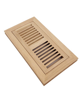 Homewell Red Oak Wood Floor Register Vent Flush Mount With Frame 4X10 Inch Unfinished