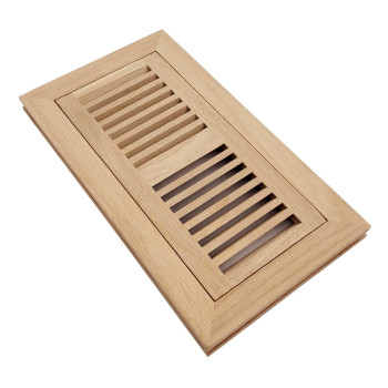 Homewell Red Oak Wood Floor Register Vent Flush Mount With Frame 4X10 Inch Unfinished