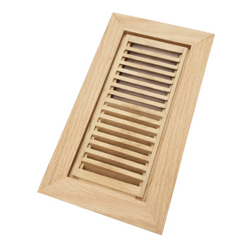 Homewell Red Oak Wood Floor Register Vent Flush Mount With Frame 4X10 Inch Unfinished