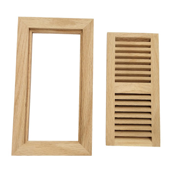 Homewell Red Oak Wood Floor Register Vent Flush Mount With Frame 4X10 Inch Unfinished