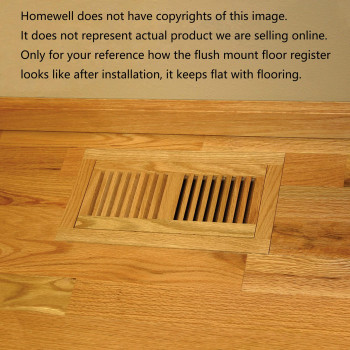 Homewell Red Oak Wood Floor Register Vent Flush Mount With Frame 4X10 Inch Unfinished