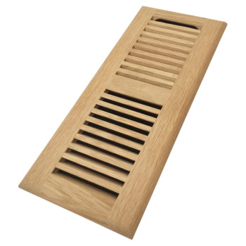 Homewell Red Oak Wood Floor Register Drop In Vent With Damper 4X12 Inch Unfinished