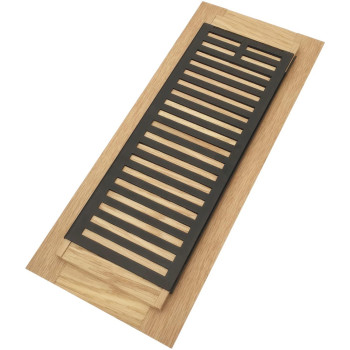 Homewell Red Oak Wood Floor Register Drop In Vent With Damper 4X12 Inch Unfinished