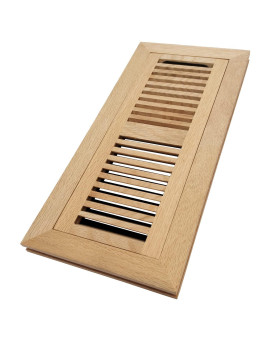 Homewell White Oak Wood Floor Register Flush Mount Vent With Damper 4X12 Inch Unfinished