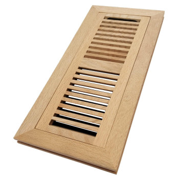 Homewell White Oak Wood Floor Register Flush Mount Vent With Damper 4X12 Inch Unfinished