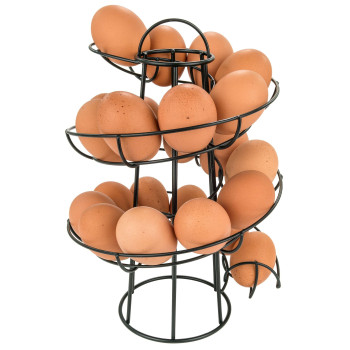 Southern Homewares Deluxe Black Steel Egg Skelter Dispenser Rack Modern Spiral Egg Holder Countertop Egg Storage And Organiza