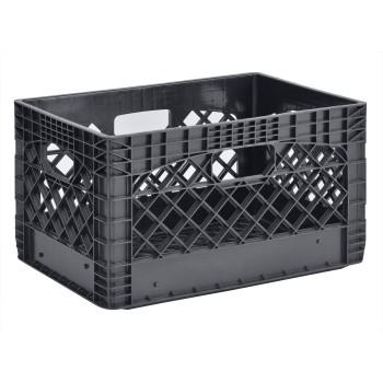 Muscle Rack Pmk24Qtb3 24 Quart 3 Pack Black Heavy Duty Rectangular Stackable Dairy Milk Crates 11 Height 19 Width