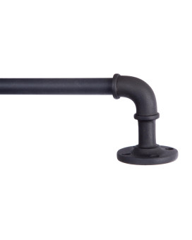 Kenney Kn90031 Adler Industrial Pipe Indooroutdoor Rustresistant Wrap Around Curtain Rod 4884 Adjustable Length Black Fin