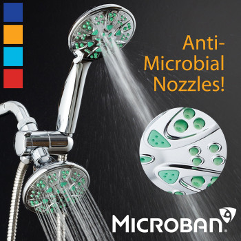 Aquadance Antimicrobialanticlog Highpressure 30Setting Dual Head Combination Shower With Microban Nozzle Protection From Gro