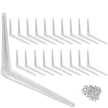 Wideskall Metal 10 X 12 Inch Wall Corner Angle Shelving Shelf Brackets White Pack Of 20