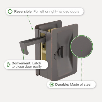 Richelieu Hardware 1701Orbpsbc Onward Pocket Door Pull Privacy Lock 3 14 In 82 Mm Rectangular Oilrubbed Bronze