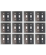 Sunlite 2 Gang Toggle Switch Plate Standard Size Smooth Surface Round Edges Clean Designed Wall Cover 12 Pack Steel