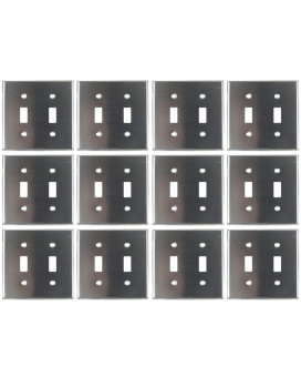 Sunlite 2 Gang Toggle Switch Plate Standard Size Smooth Surface Round Edges Clean Designed Wall Cover 12 Pack Steel