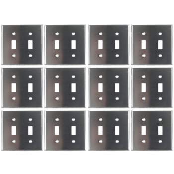 Sunlite 2 Gang Toggle Switch Plate Standard Size Smooth Surface Round Edges Clean Designed Wall Cover 12 Pack Steel