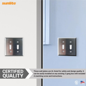 Sunlite 2 Gang Toggle Switch Plate Standard Size Smooth Surface Round Edges Clean Designed Wall Cover 12 Pack Steel