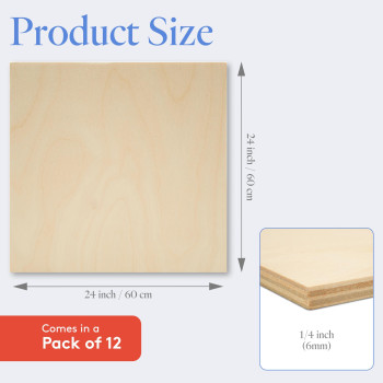 6 Mm Baltic Birch Plywood 14 X 24 X 24 Inch Box Of 12 Bbb Grade Craft Wood Stronger Than Basswood Sheets For Laser Cnc Cut