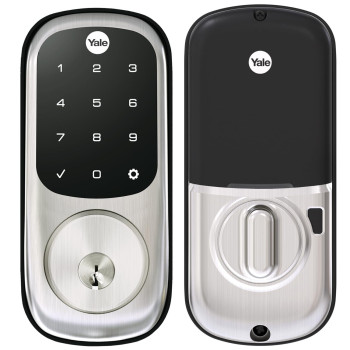 Yale Assure Lock Deadbolt Satin Nickel Digital Touchscreen Keypad With Zwave And Backup Key For Front Or Back Entry Door Yrd2