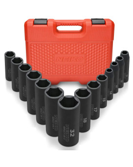 Neiko 02475A 12 Drive Deep Impact Socket Set 14 Piece 6 Point Metric Sizes 1132 Mm Crv Steel