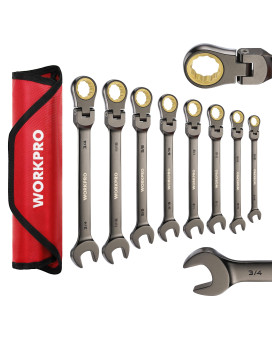 Workpro 8Piece Flexhead Ratcheting Combination Wrench Set Sae 51634 In 72Teeth Crv Constructed Nickel Plating With Or