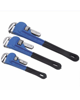 Wideskall 3 Pieces Heavy Duty Heat Treated Soft Grip Pipe Wrench Set 10 Inch 12 Inch 14 Inch