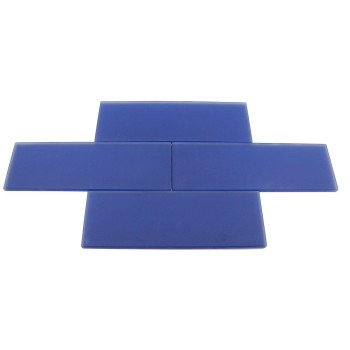 Premium Quality Cobalt Blue Frosted 3X9 Glass Subway Tile For Bathroom Walls Kitchen Backsplashes 5 Pieces